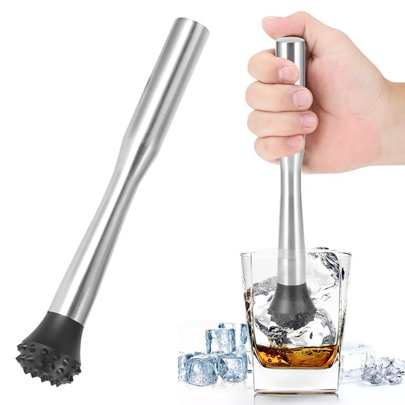 BOKYAN 9.8 inches / 25 cm Stainless Steel Cocktail Muddler Mixing Stick Ice Crushing Bar Tool for Professional Bartenders