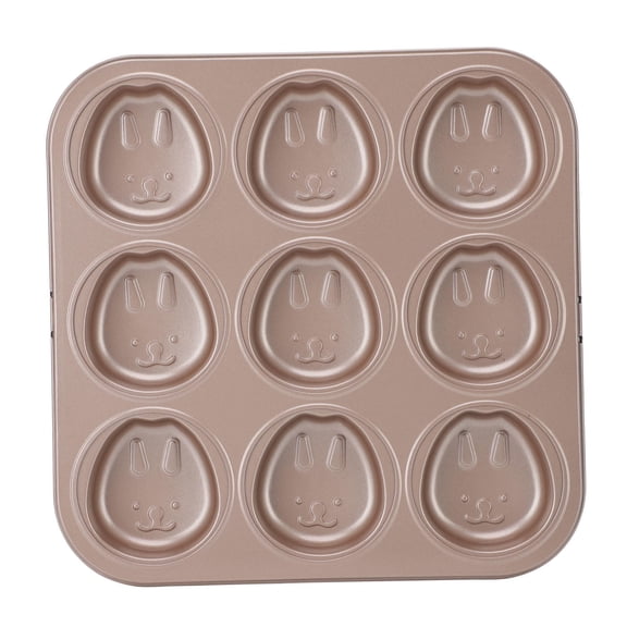 BOKYAN 9‑Cup Cartoon Animal Cupcake Pan – Non‑Stick, High‑Temp Carbon Steel, DIY Baking & Chocolate Mold for Family Fun