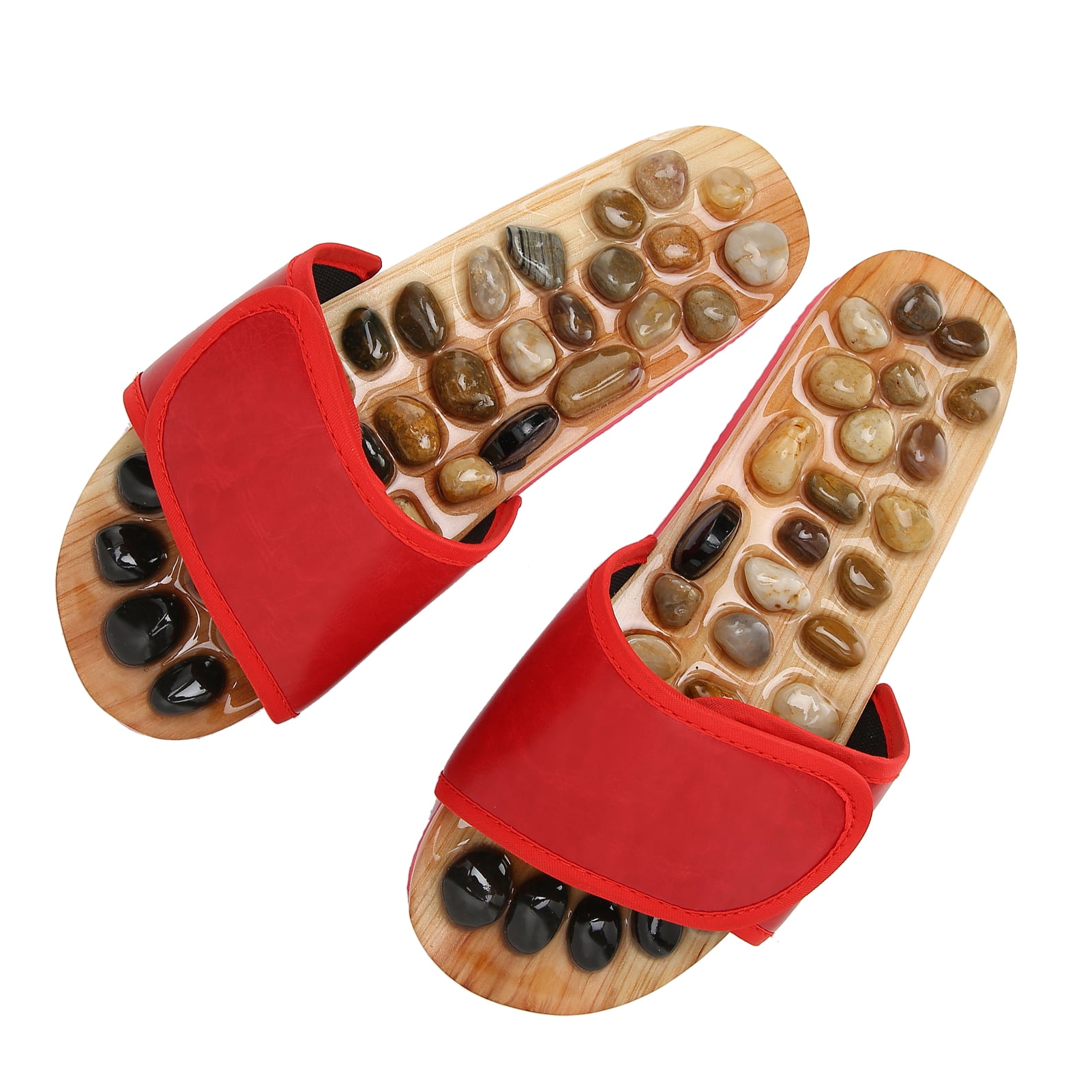 BOKYAN Acupressure Foot Massager Sandals Reflexology Therapy Slippers Red Size 37-38 (10.24 in / 26 cm) for Muscle Tension Relief