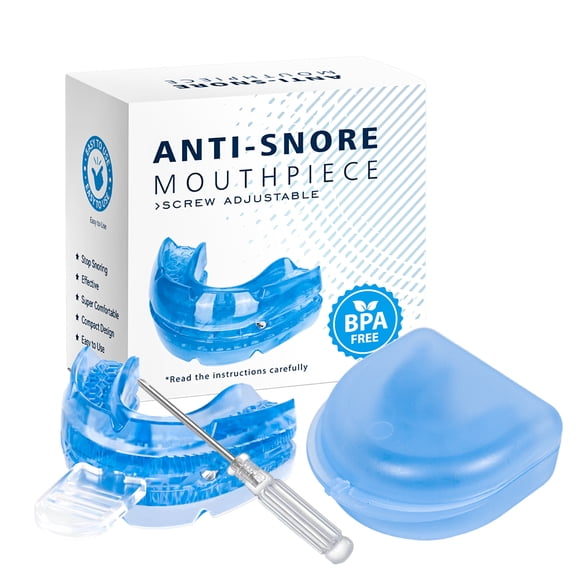 BOKYAN Adjustable Anti Snoring Device Mouth Guard with Storage Case for Anti Teeth Grinding, Nighttime Dental Protector for Better Sleep Quality, Blue Color, 8 inches / 20.3 cm