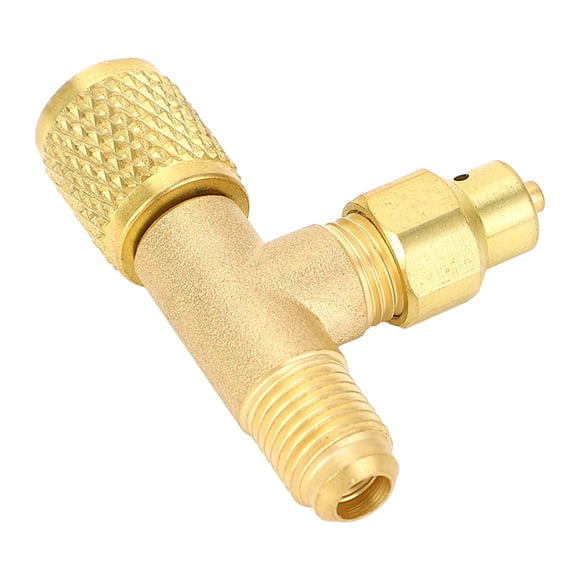 BOKYAN Air Conditioning Line Repair Tools Refrigerant Charging Valve 1/4 SAE 7/16 20 UNF Brass Construction Leakproof Exhaust Bleed Safety Device for R22 R12 AC Systems (10.00 inches / 25.4 cm)