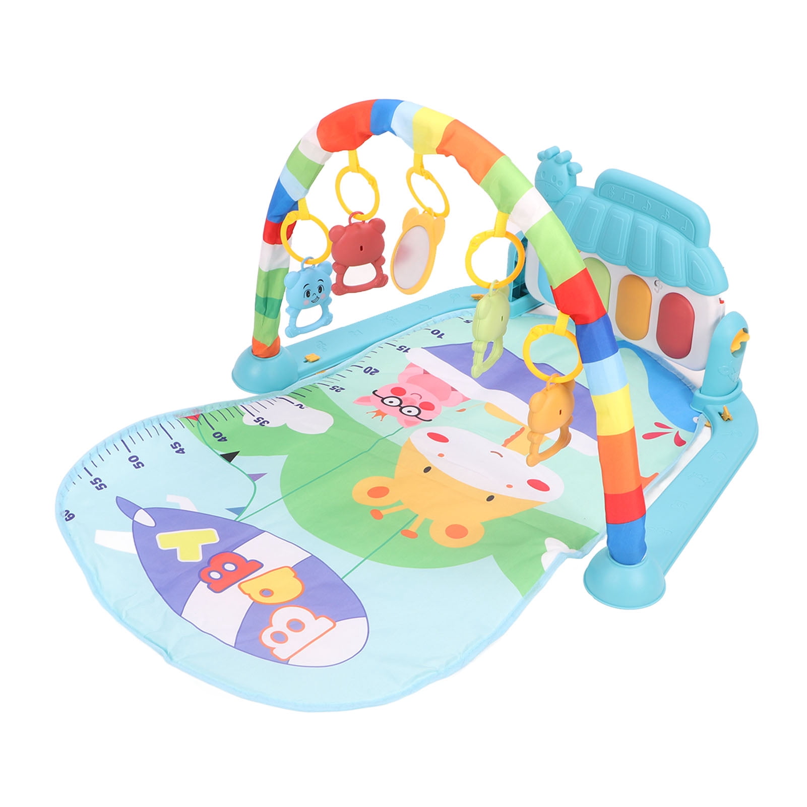 BOKYAN Baby Kick Play Piano Gym Playmat Infant Activity Gym Mat with Sound Light & Linkable Toys