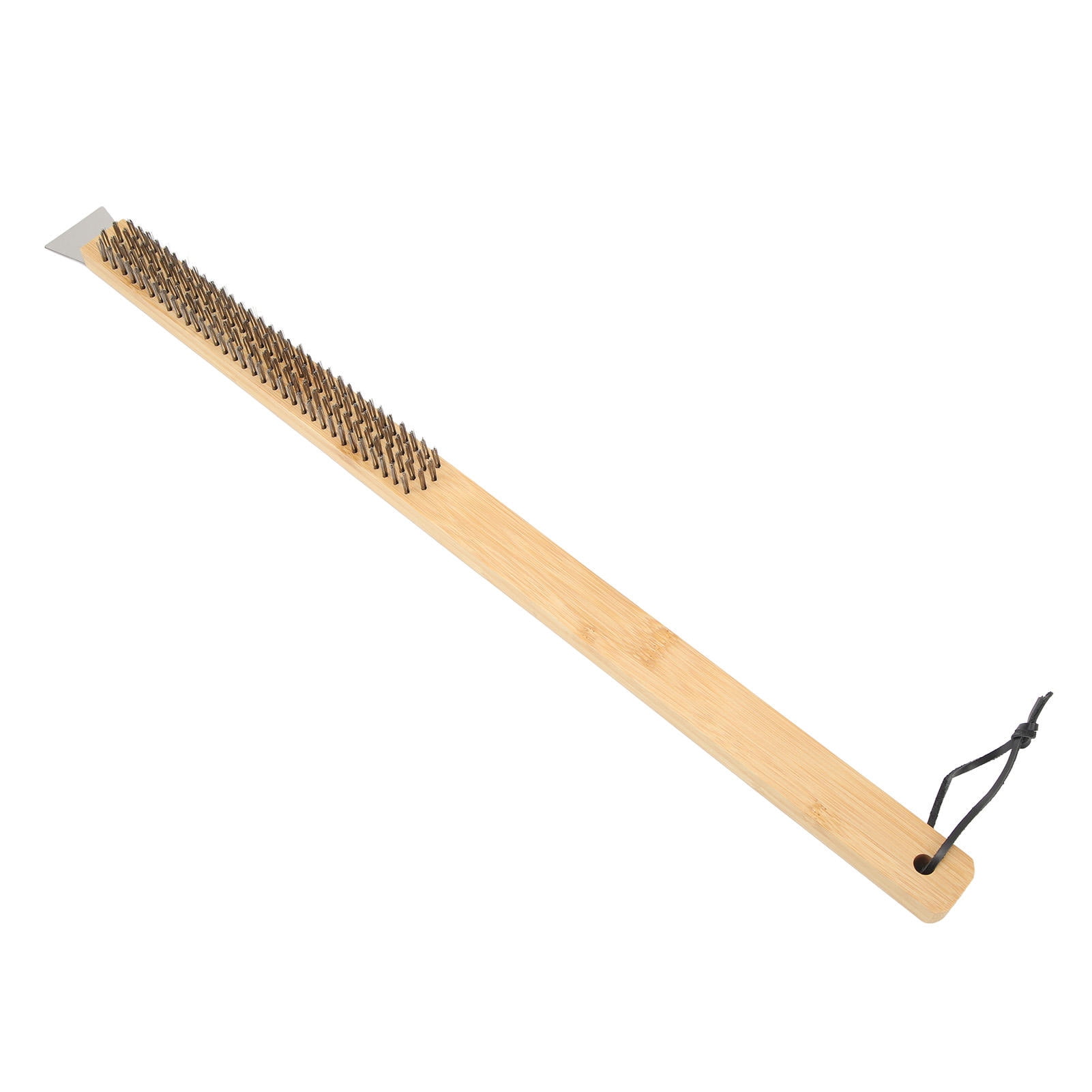 BOKYAN Bamboo‑Handle Pizza Oven Brush & Scraper – 57.5 cm Long, Heat‑Resistant Wire Bristles for Pizza Stone & BBQ Grill Cleaning