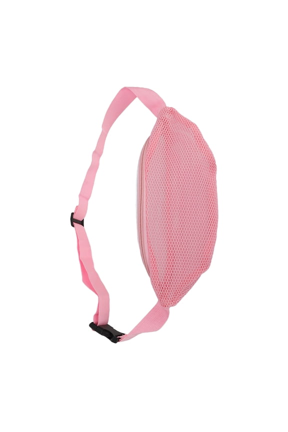 Beach Mesh Fanny Pack for Men Women, Breathable Waterproof Outdoor Sports Waist Pack, Adjustable Belt, Lightweight Crossbody Bag for Travel Running Hiking, Pink, 14.57 inches