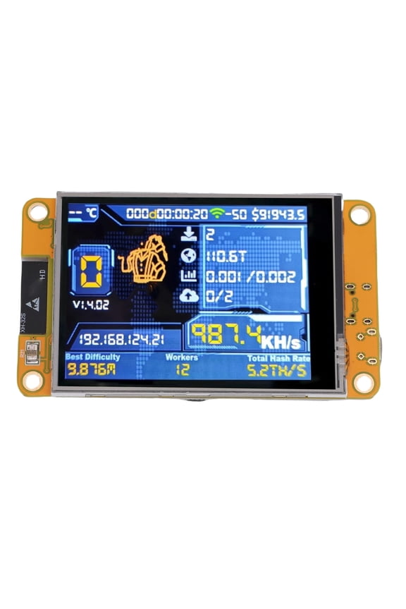 Bitcoin Solo Miner Machine with 2.8 Inch Screen Support for ESP32 WiFi 1060KH/s Bluetooth 4.2 USB BTC Solo Mining Device Plug and Play for Crypto Enthusiasts (7.48 x 5.91 x 1.57 inches)