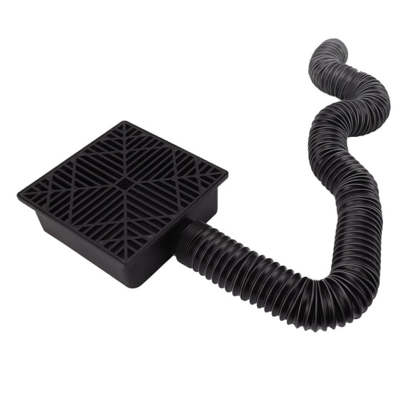 BOKYAN Black Gutter Downspout Extensions Catch Basin Low Profile Extender Flexible Rainwater Drainage Pipe Adapter Kit for Foundation Protection (10 inches / 25.4 cm)