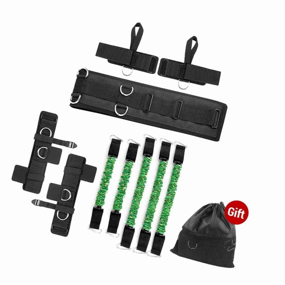 BOKYAN Boxing Resistance Bands Set Speed & Agility Trainer for Full Body Combat Muay Thai Karate Training Home Gym Workout Adjustable Straps High Elasticity Equipment Green 300LBS