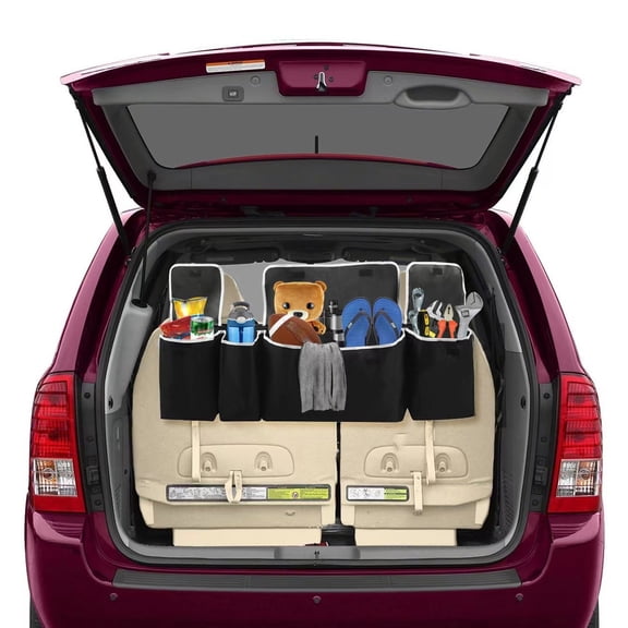 BOKYAN Car Backseat Trunk Organizer and Storage Solution, Heavy Duty Hanging Space-Saving Oxford Bag for SUV, Truck, Crossover, Black (35.4 x 9.8 inches / 90 x 25 cm)