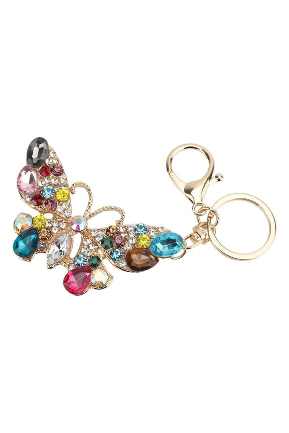 Crystal Butterfly Keychain Rhinestone Bling Purse Pendant Car Key Fob Accessory Multicolor 3.94 inches / 10 cm