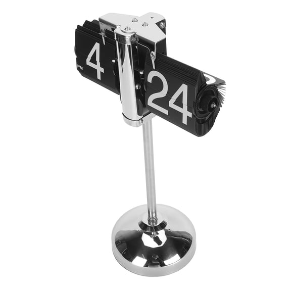 BOKYAN Digital Flip Clock 304 Stainless Steel Telescopic Pull Rod Mechanical Auto Page Turning Desk Clock with Anti Slip Base for Living Room Office Black, 26.18 inches / 66.5 cm Height
