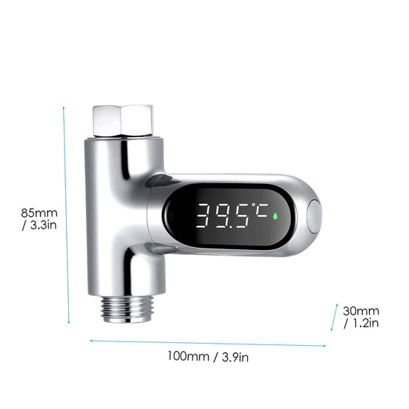 BOKYAN Digital Shower Thermometer LED Display Water Temperature Monitor for Baby Adult Care Precise Measuring 41-185 Fahrenheit 360 Rotatable Self-Generating Power