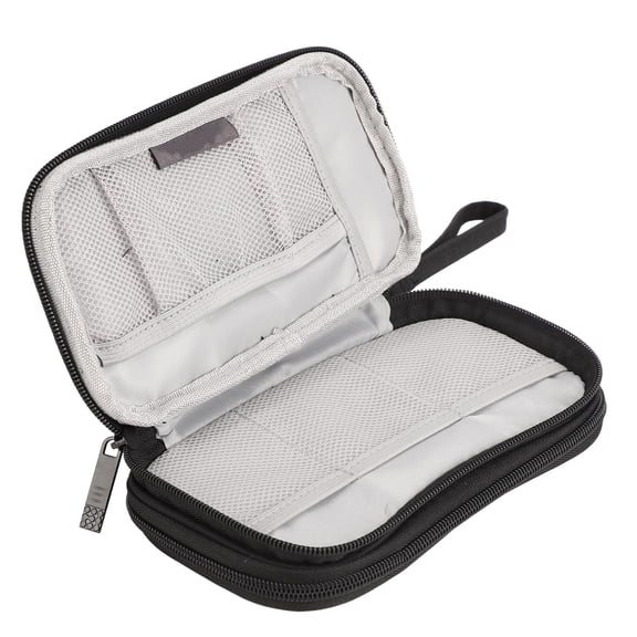 BOKYAN Double Layer Electronic Organizer Storage Bag, Portable Compact Travel Carrying Case for Cable Cord Charger Phone Earphone Power Bank Accessories, Water Resistant Soft Shell, Black (7.87 in)