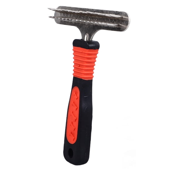 BOKYAN DoubleRow Pet Deshedding Rake  Detangling Comb for Large, LongHaired Dogs, Reduces Shedding, Comfortable Grip