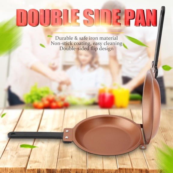 BOKYAN Double Side Flip Frying Pan Maker, Household Kitchen Cookware Nonstick Skillet, Gold (7.48 in / 19 cm)