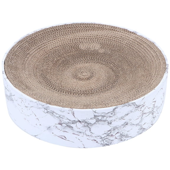 BOKYAN EcoFriendly Marble Cat Scratcher Bowl & Sleeping Nest  Thick Corrugated Paper, Waterproof, 15.315.33.9