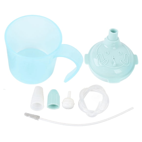 BOKYAN Elderly Dysphagia Cup with Long Straw, Leak‑Proof Lid, Ergonomic Handle – Safe Drinking Aid for Seniors, Blue/Green