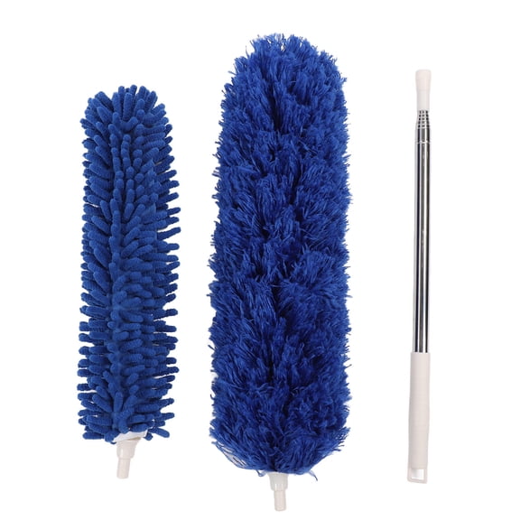 BOKYAN Expandable Stainless Steel Duster with Dual Microfiber & Soft Rubber Heads Long Handle, Washable, Versatile Ceiling & Fan Cleaning