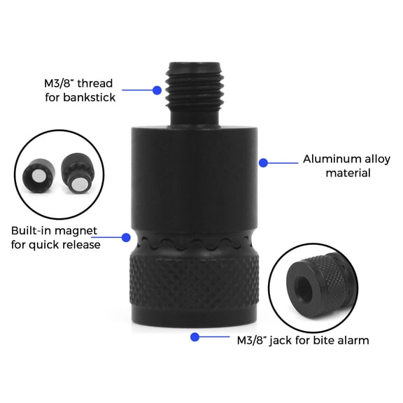 BOKYAN Fishing Alarm Quick Release Connector Carp Fishing Rod Pod Magnetic Adapter Bank Stick Bite Alarm (2 Pack), 2.4 inches / 6 cm