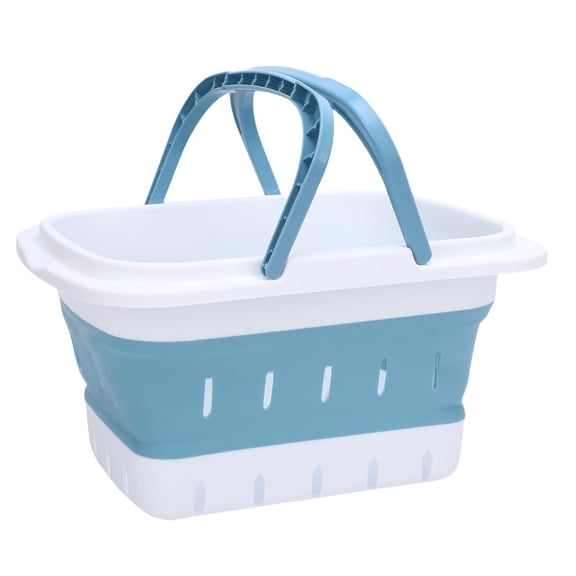 BOKYAN Foldable Bath Toy Organizer – Quick‑Drain, Hollow Basket for Bathroom, Kitchen, Travel, Blue