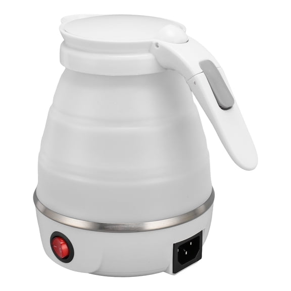 BOKYAN Foldable Electric Kettle, Portable 20.28 oz / 600 ml Fast Boiling Travel Water Heater, Auto Shut-Off, Collapsible Silicone Home Office Camping Kettle, White