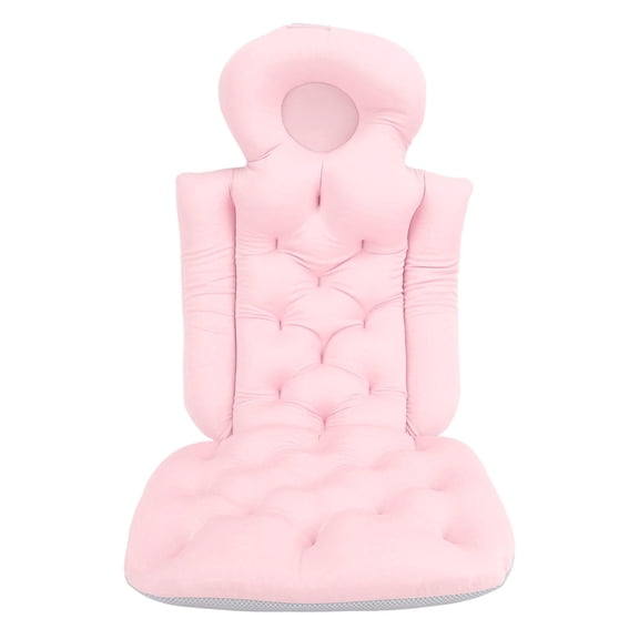 BOKYAN Full Body Bath Pillow  Ergonomic Pink Tub Cushion with Neck Support, QuickDry Polypropylene, NonSlip Mesh, Versatile for All Bathtubs
