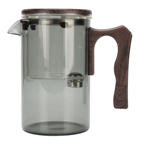 BOKYAN Glass Teapot with Strainer Wood Handle Loose Leaf Tea Maker Heatproof Home Office Smoke Grey 550ml / 18.6 fl oz 1 Count