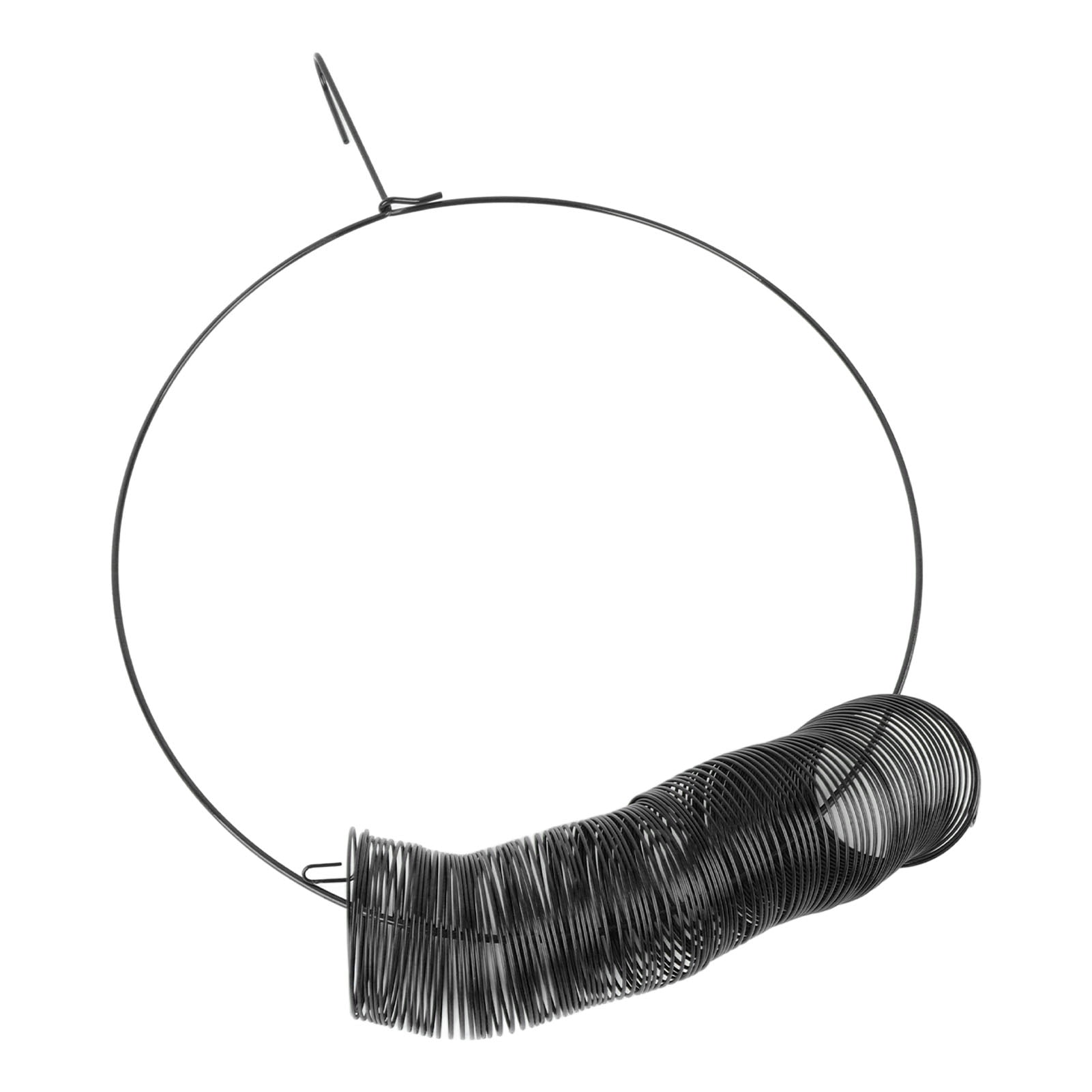 BOKYAN Hanging Wreath Bird Feeder Carbon Steel Large Capacity Portable Peanut Bird Feeder with Hanging Hook for Garden Outdoor Black 16.9 inches / 43 cm
