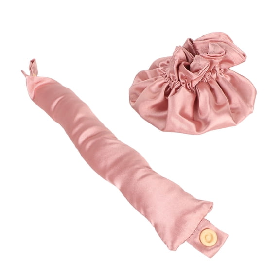 BOKYAN Heatless Bun Hair Styling Kit Cloth Portable Soft Satin Curler for Sleeping Long Hair, Dusty Pink (10 inches / 25.4 cm)