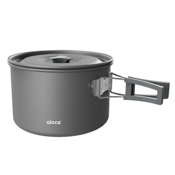 BOKYAN Heavy Duty Camping Cooking Pot 3L Premium Aluminum Alloy Cookware with Foldable Handles, 7.9x7.9x5.1 Inches / 20.0x20.0x13.0 cm High Capacity Mess Kit for Group Camping Hiking