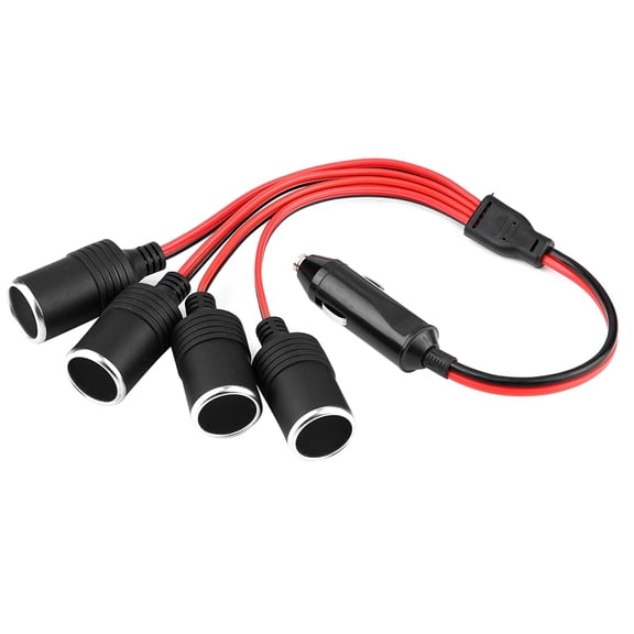BOKYAN High Power 4 Way Car Charger Cigarette Lighter Plug Socket Splitter Adapter, Dual USB Hub, Black