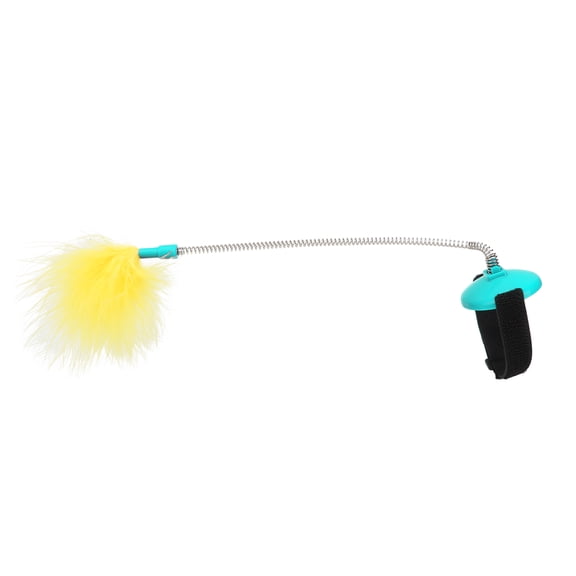 BOKYAN Interactive Cat Feather Collar Teaser Toy, Motion Activated Neck Wand with Bouncing Spring, Entertaining Exercise for Indoor Cats, 9.06 inches / 23 cm, Light Blue
