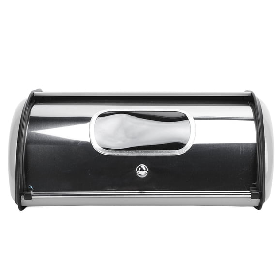 BOKYAN Iron Mirror Finish Bread Box with Window Durable DrumShaped Storage for Kitchen Countertop