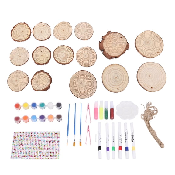 BOKYAN Kids Wooden Painting Crafts Kit Glow in The Dark Wood Slices with DIY Painting Craft Activities Set for Boys and Girls Over 3 Years Old Art Supply (8.66 inches / 22 cm)