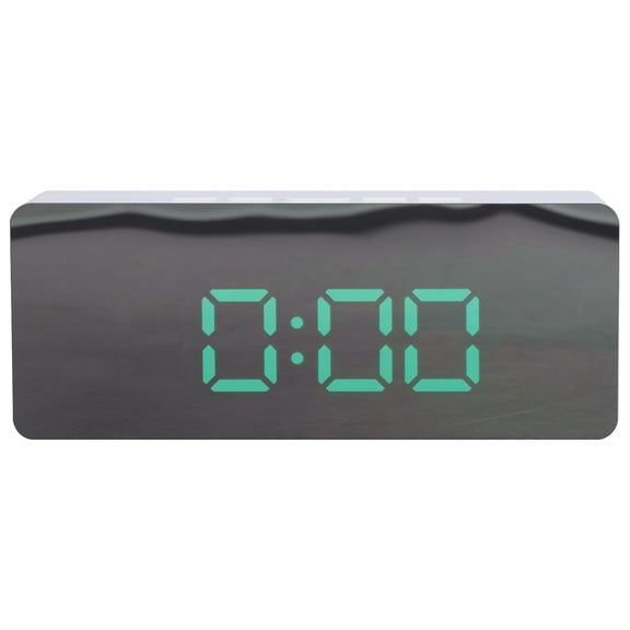 BOKYAN LED Mirror Alarm Clock Digital Desktop Clock with Snooze Mode Temperature Display Bedroom Living Room Office White Shell