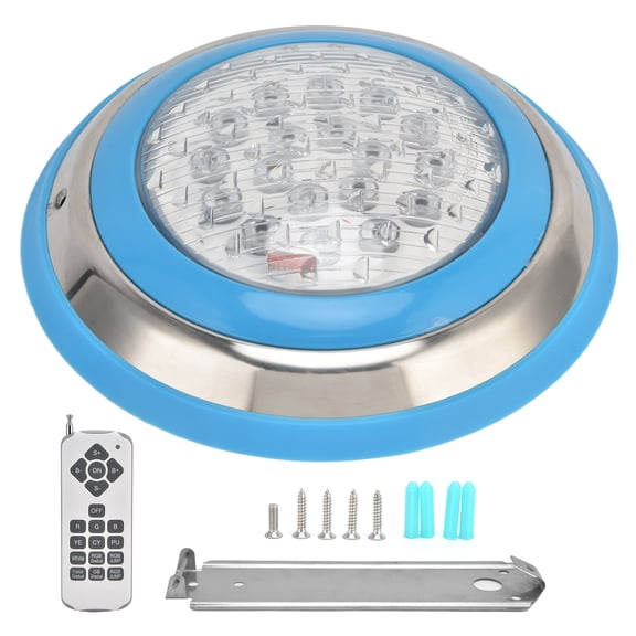 BOKYAN LED Swimming Pool Light Underwater AC12V RGB 12W Submersible Wall Mounted Lighting with 18-Key Remote Control, 9.1 inches / 23.1 cm, Silver