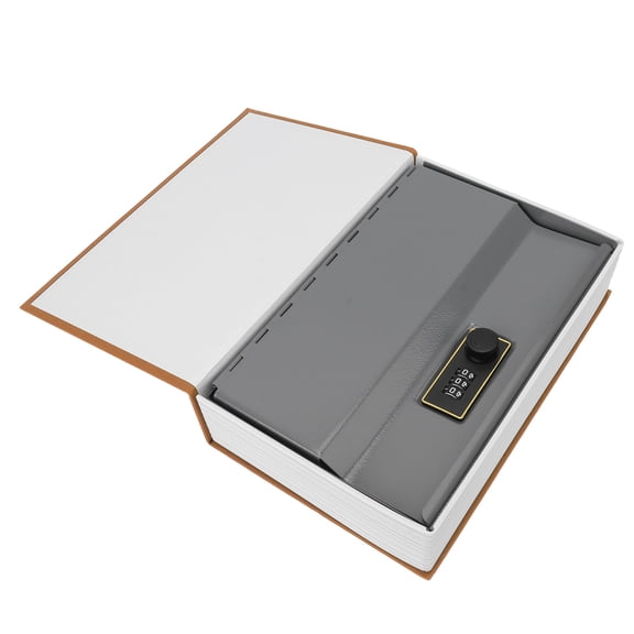 BOKYAN Large Diversion Book Safe Dictionary Style Premium Stainless Steel Secret Hidden Box with Secure Combination Lock for Cash Coins Jewelry Cards Documents and Valuables, Brown, 10.4x7.9x2.6 In