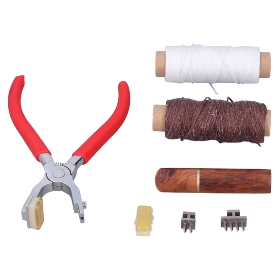 BOKYAN Leather Working Tools Kit 21 Pieces Stainless Steel Pliers Needles Threads Durable DIY Leathercraft Sewing Kit (8.27 in / 21 cm)