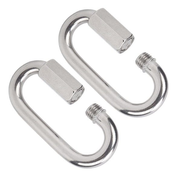 BOKYAN M8 Stainless Steel Screw Lock Climbing Gear Carabiner, Quick Links Safety Snap Hook Buckle for Rigging and Hardware, 2 Pack