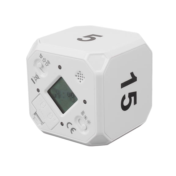 BOKYAN Magnetic Cube Flip Timer Digital Clock for Kitchen Study Mute, White, 2.4 inches / 6 cm