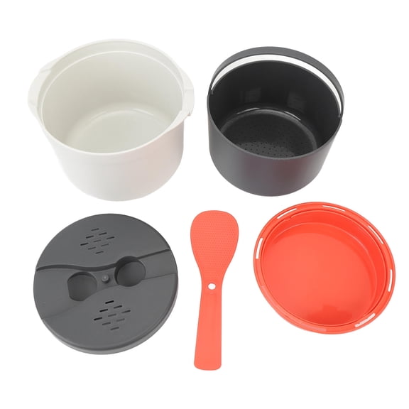 BOKYAN Microwave Rice & Vegetable Steamer  Portable AllInOne Cooker with BuiltIn Strainer, Venting Design, Easy Drain & Dishwasher Safe