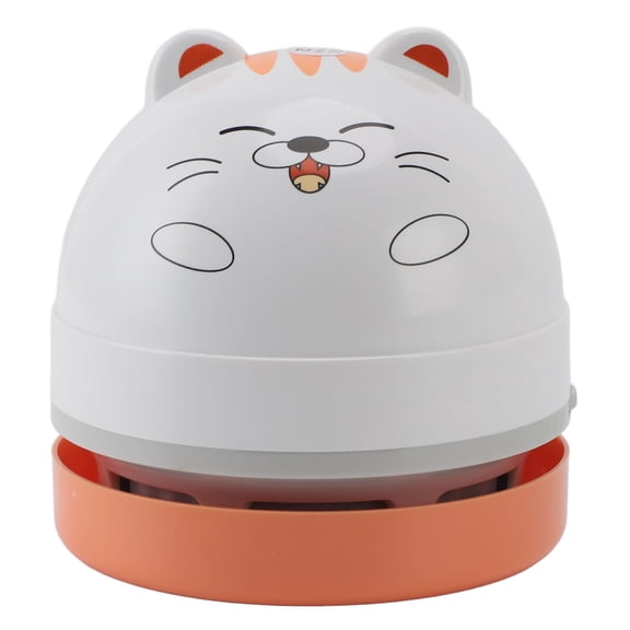 BOKYAN Mini Desktop Vacuum Cleaner Cute Cat Style Portable Cordless Table Dust Sweeper with Vacuum Nozzle & Cleaning Brush for Keyboard Home Car Classroom (3.54 x 3.46 Inches)