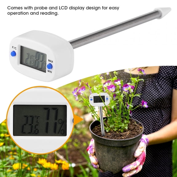 BOKYAN Mini Electric Digital Soil Temperature Moisture Meter Tester with Probe for Indoor Outdoor Garden Plants Farming 170mm / 6.7 inches