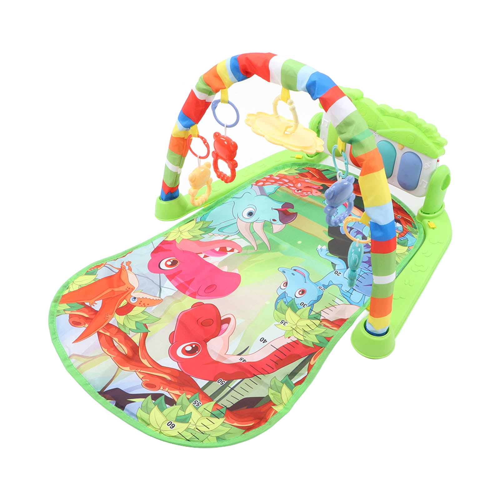 BOKYAN Multifunctional Baby Play Mat Infant Music Pedal Piano Fitness Gym Newborn Sensory Learning Activity Toys Dinosaur Pattern Green