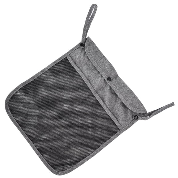 BOKYAN Multifunctional Grey Linen Baby Stroller Organizer Universal Carriage Hanging Bag Travel Accessory Storage Pockets (7.08x6.29x0.78 inches / 18x16x2 cm)