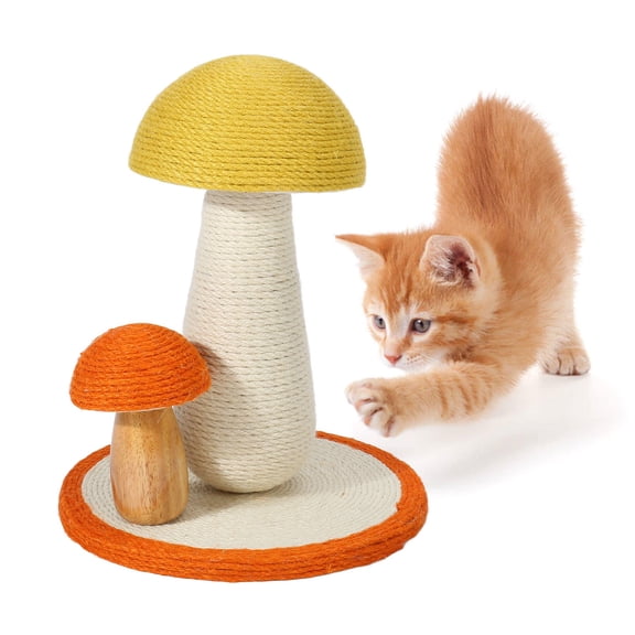 BOKYAN MushroomShaped Cat Scratcher Sisal Climbing Post with Soft Base, Interactive Design, Ideal for Indoor Cats
