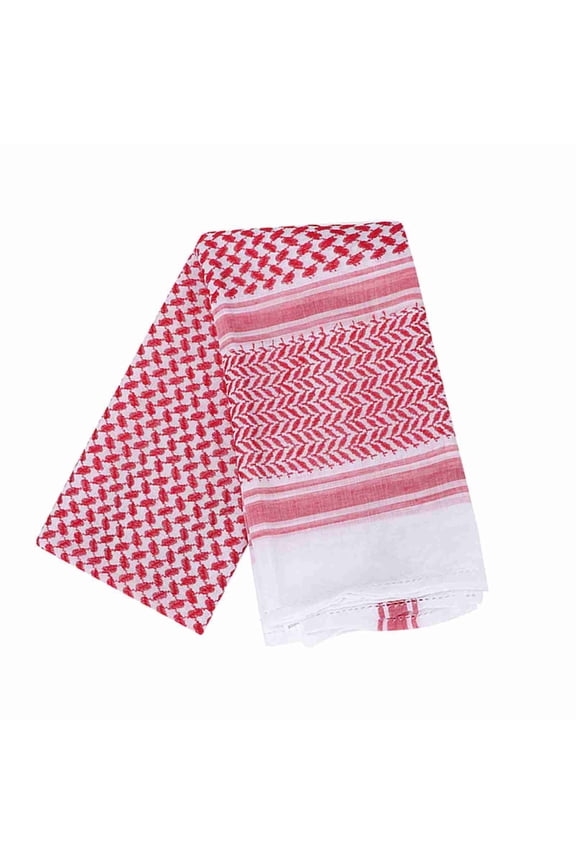 Muslim Male Traditional Red Plaid Head Scarf, Men Pray Head Cap Polyester Headscarf, 55.12 inches / 140 cm