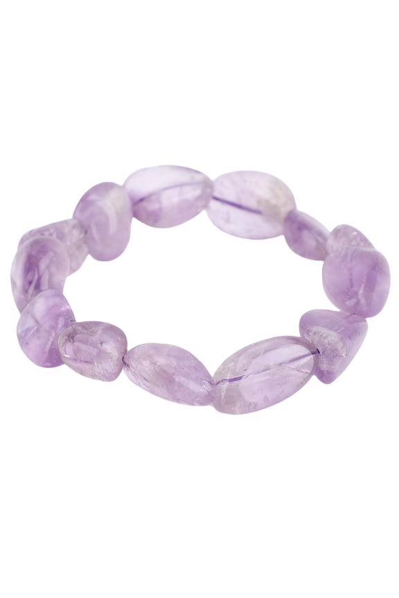 Natural Amethyst Crystal Beaded Bracelet for Women Elastic Stretch Adjustable Size Elegant Gemstone Jewelry for Birthday and Anniversaries Purple Color