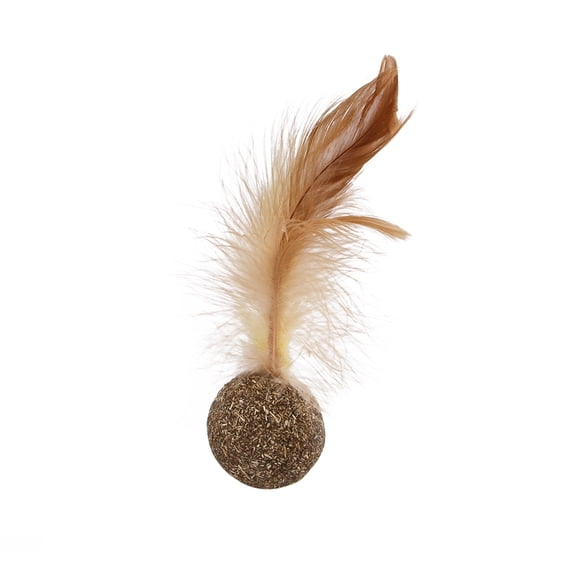 BOKYAN Natural Catnip Mint Cat Ball Feather Treat Interactive Toy for Indoor Cats, Teeth Cleaning Motion Activated Chew Claw Toy for Playing Chasing, 5.51 inches / 14 cm