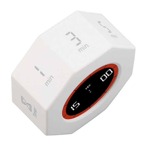 BOKYAN Octagon Timer Desk Productivity Timer Cube with G Sensor for Task Work Study Kitchen Custom Countdown White