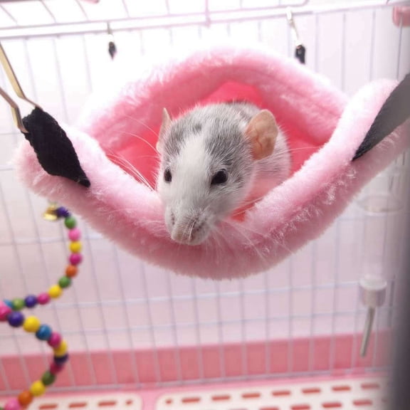 BOKYAN Pink Hamster Squirrel Hanging Hammock Winter Warm Pet Nest Sleeping Bed Cave Cage Small